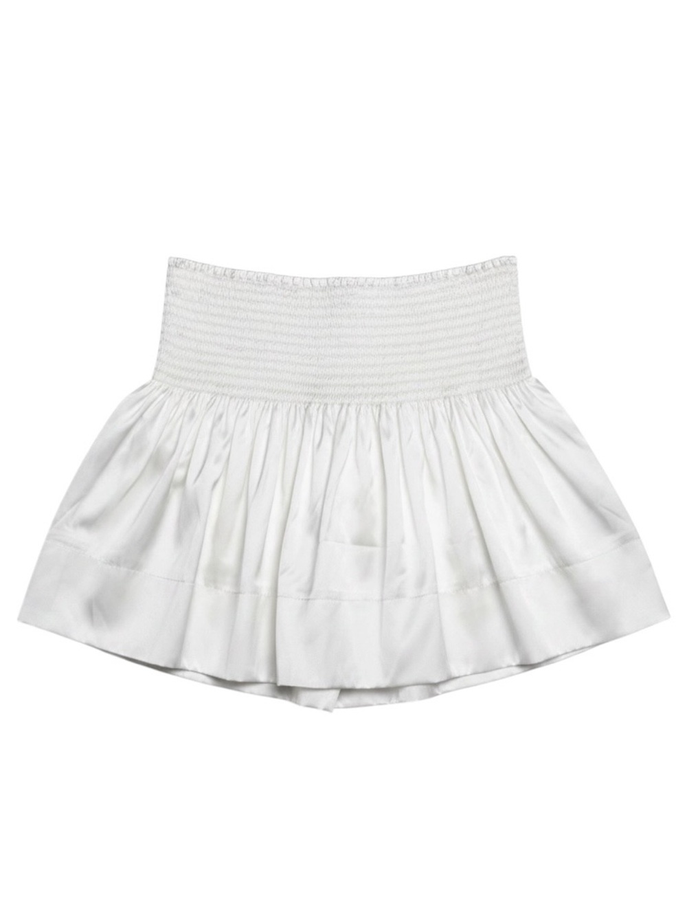 Natural‎ Life Daisy Sateen Satin Skort Ivory White Smocked Ruffle Shorts Medium